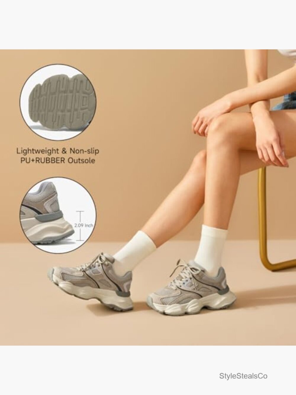 Women's Walking Shoes, Wide Sneakers, Retro Casual Fashion, Comfortable - Picture 6 of 7
